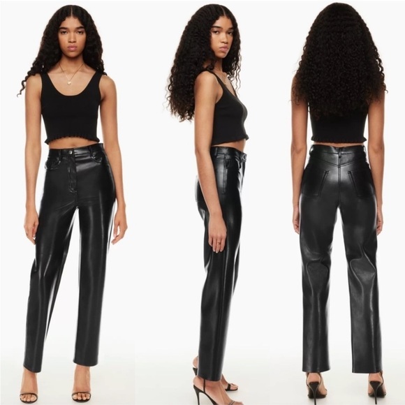 Aritzia Wilfred Melina Super High Rise Straight Leg Vegan Leather Pants - Picture 1 of 13